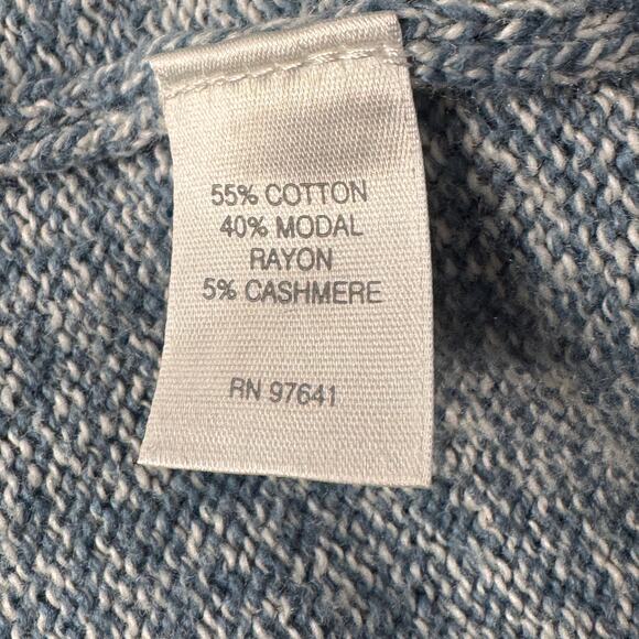 Kimono PureJill Large Sweater Cowl Neck Marled 3/4 Drop Sleeves Drawstring Blue - Picture 10 of 11